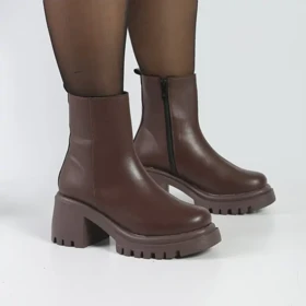 بوت و نیم بوت زنانه و دخترانه مدل بغل زیپ رنگ قهوه ای کد M903