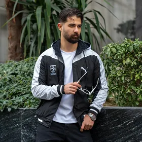 کاپشن مشکی سفید مردانه مدل Ferrari