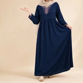 ساحلی نخی طرح مایا چاپی کد 50005 (سرمه ای)