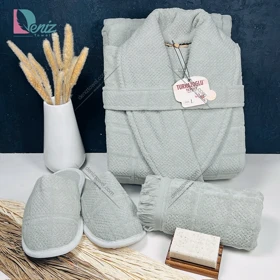 حوله ست یک نفره سه تکه مارتا رنگ طوسی سبز