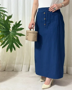 دامن لینن جیب‌دار 6014