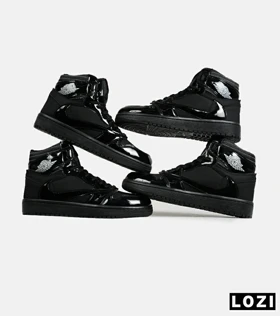 کفش کتانی ساق‌دار مردانه مشکی ورنی NIKE travis scott