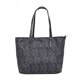 کیف زنانه توت بگ کوچ 2رو Coach مدل پرمیوم چرم مصنوعی درجه یک (کوچ طوسی با نوشته مشکی)