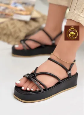صندل نگینی لژدار زنانه دو حالته تابستانی مدل گره نگین