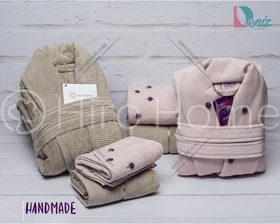 حوله ست دو نفره HANDMADE رنگ کالباسی و صدری