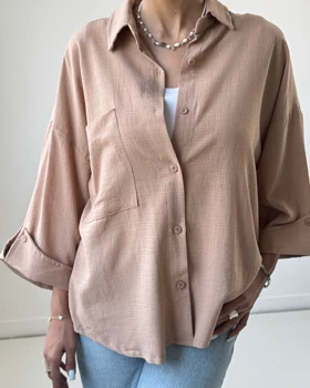 شومیز آستین برش یارا کد 500431 (نسکافه ای)