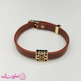 دستبند زنانه لووه Loewe چرم استیل رنگ قهوه ای کد 650
