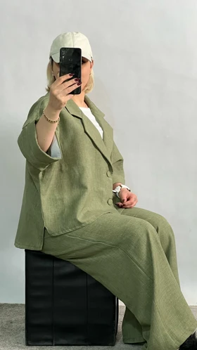 کت و شلوار بگ زنانه جنس شانتون