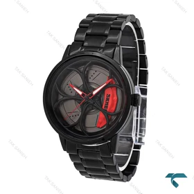 ساعت مچی مردانه اسکمی رینگی قرمز مشکی رینگ گرد Skemi-6545-G