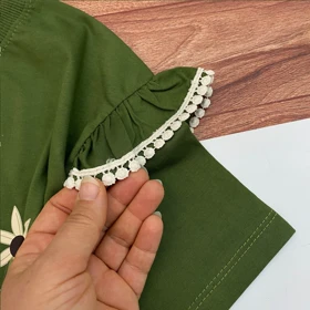 تیشرت شلوار کتان مدل گل و پروانه