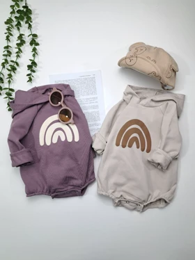 رامپر کلاهدار زیر دکمه دار رنگین کمان