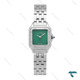 ساعت کارتیه پنته زنانه سیلور صفحه سبز مهندسی اسمال Cartier-6493-L