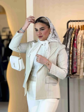 کت دیپلمات یقه سفید استخوانی 120603
