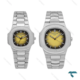 ساعت ست پتک فیلیپ استیل صفحه مشکی زرد Patek-6549-S