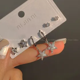 پک گوشواره میخ نقره 925 عیار