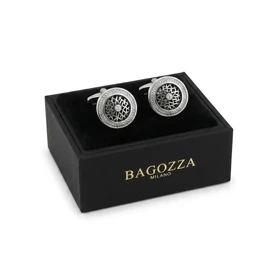 دکمه سردست لاکچری طرح نگین ریز برند Bagozza (نقره ای)