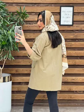 مانتو لینن سرشونه چین تک دکمه