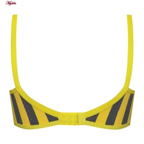 سوتین زنانه مدل پرسی راه راه زرد کد 5046