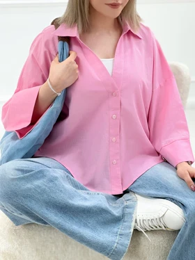 شومیز مانتویی اورسایز یقه هفت