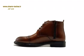 نیم بوت مردانه بندی بغل زیپ‌دار چرم طبیعی si174