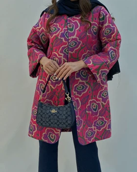 مانتو فلور رنگ سرخابی
