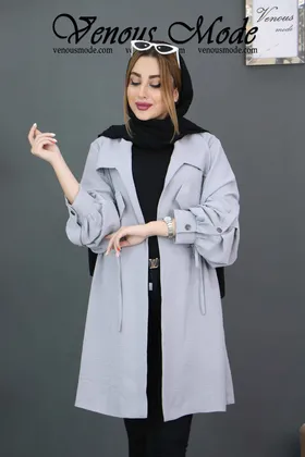 مانتو کمرگت آستین دکمه دار