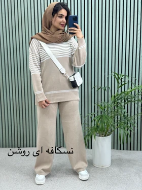 ست مانتو شلوار بافت نیکی