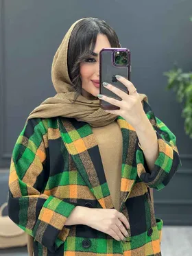 پالتو چهارخونه یقه آرشال