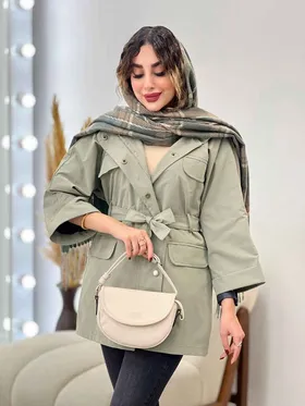 بارانی جیب پاکتی کمر دار