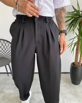 شلوار نیم بگ پارچه ای ZARA رنگ مشکی