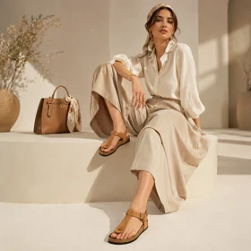 صندل زنانه انگشتی_عسلی کد 2433