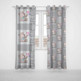 پرده پانچی اتاق کودک برند مینوریا کیدز طرح خرس کد p-212