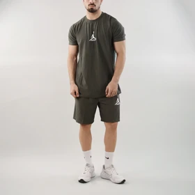 ست تیشرت و شلوارک اسپرت جردن مدل DS-4M1253 سبز تیره