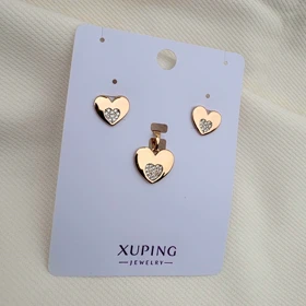 نیم ست قلب تخت نگین‌دار ژوپینگ بدون زنجیر