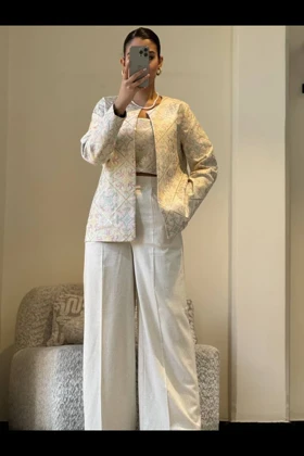 سه تیکه اینن ترک مزونی(کت -شلوار -تاپ)