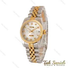 ساعت رولکس زنانه دورنگ طلایی صفحه طرح دار Rolex-4865-L