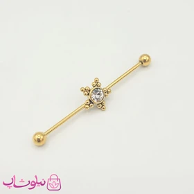 پیرسینگ گوش نگین‌دار طلایی