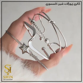 پک بنگل زنانه آبکاری نقره کد bz06