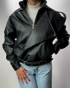 کت چرم دو یقه کد 100154