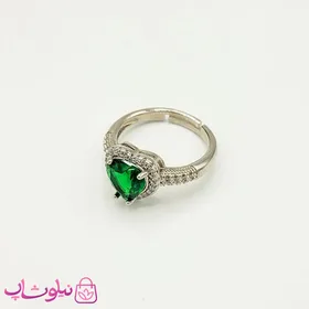 انگشتر دخترانه طرح جواهر مدل قلب سبز