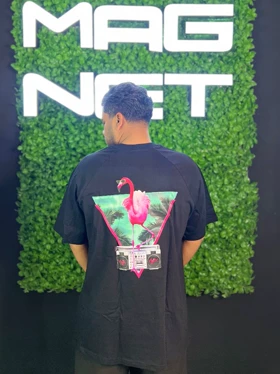 تیشرت لش طرح فلامینگو مشکی