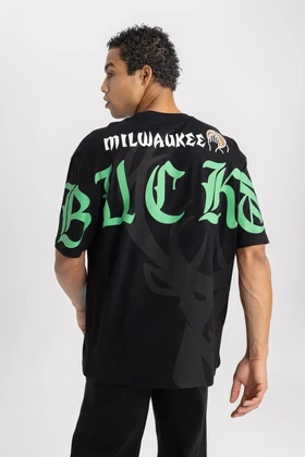 تیشرت DeFactoFit NBA Milwaukee Bucks Oversize Fit Crew Neck T-shirt B3910AX24SP