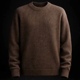 پلیور بافتنی لش باکسی یقه گرد قهوه ای موکا فری سایز مناسب XL و XXL