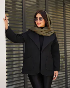 پالتو پشمی مدل یقه امریکایی جیب کد 766