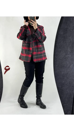 کت دو جیب چهارخونه زنانه 44174