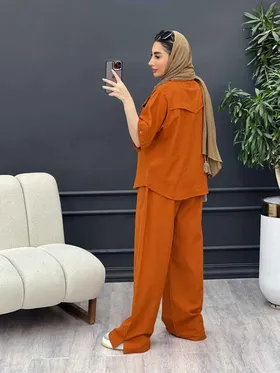 ست مانتو و شلوار جلو بسته دلوان