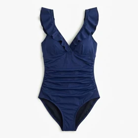 مایو یک‌تکه زنانه CUPSHE مدل Navy V-Neck Ruched One Piece