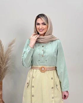 شومیز یقه‌گرد لینن