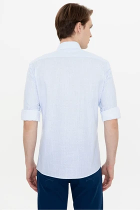 پیراهن آستین بلند آبی مردان G081SZ004.000.1361118