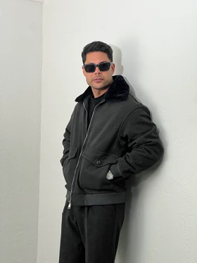 کاپشن مردانه فوتر یقه خز mc